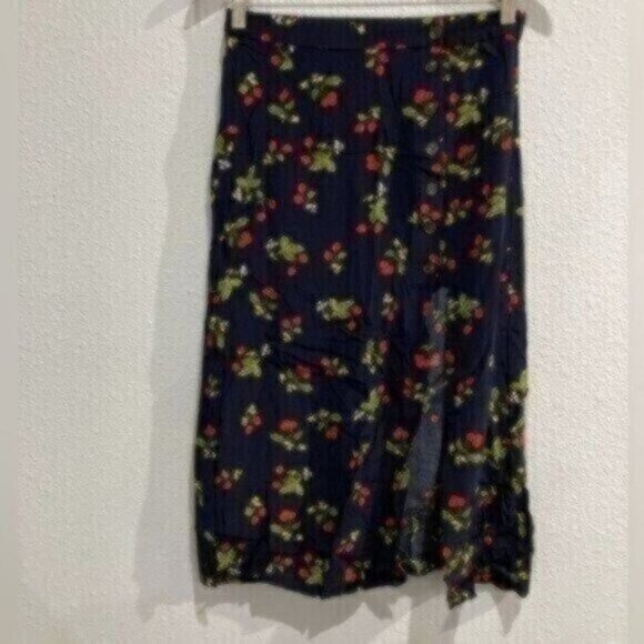 ASTR Cherry Boho Slit Midi Skirt Mod Goth Cottagecore Retro Chic - Picture 1 of 9